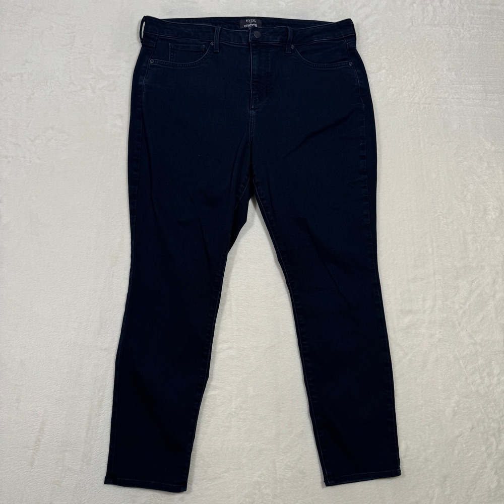 NYDJ for Chico's Jeans Womens 14 Dark Blue Skinny Lift Tuck Stretch Denim Pants